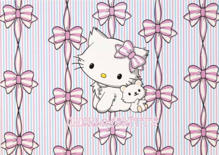 Hello Kitty - rusetit - postikortti