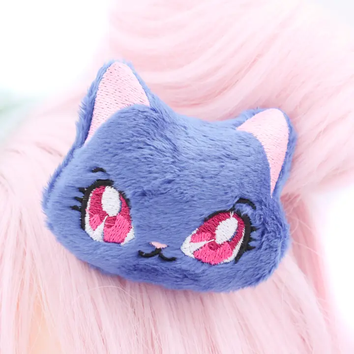 Sininen kissa pehmohiuskoriste - Kawaii Hair Candy