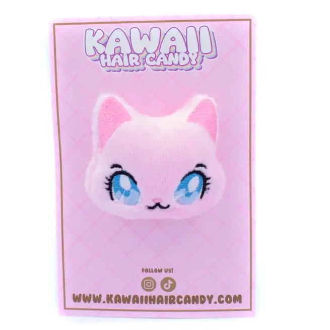 Vaaleanpunainen kissa pehmohiuskoriste - Kawaii Hair Candy