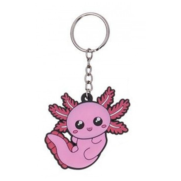 Vaaleanpunainen aksolotli-avaimenperä